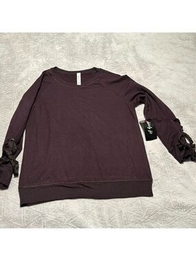 absolute fit women's purple plum  crew neck sweater